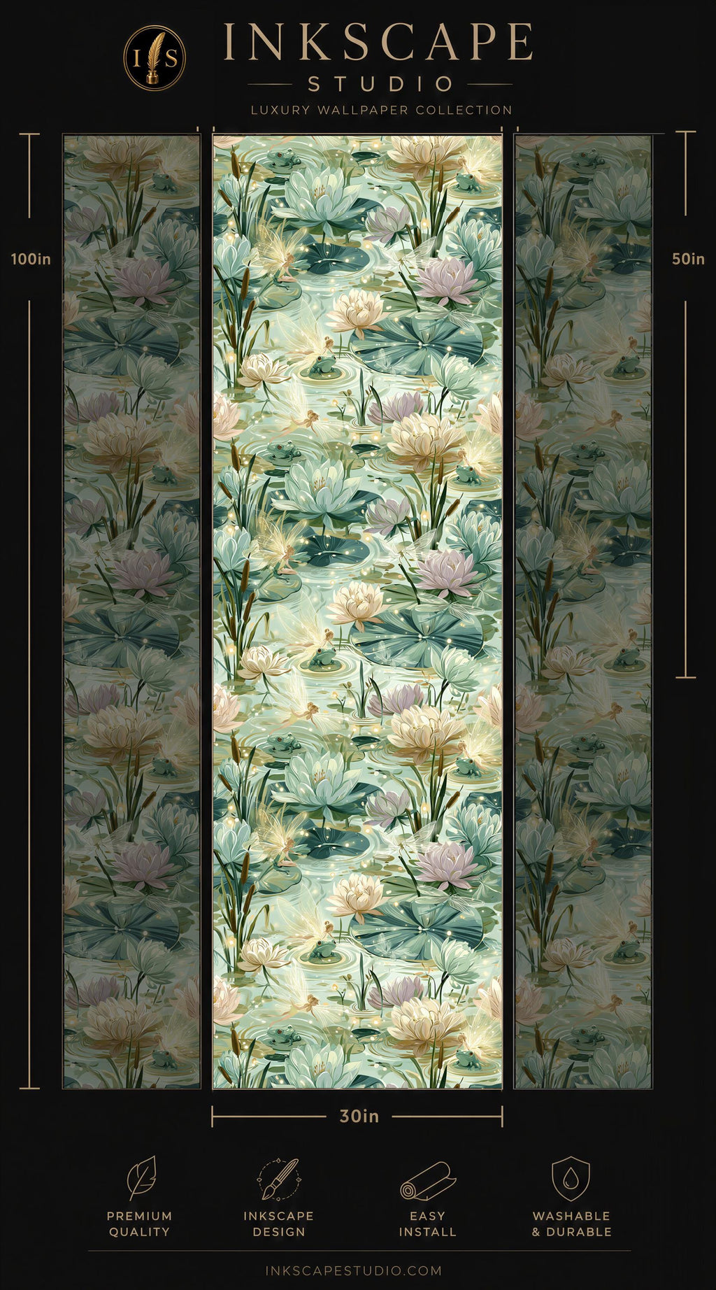 The image is a collage of three vertical images, each depicting a different scene with a similar color scheme and pattern. The images are arranged in a vertical format, with the tallest image on the left and the shortest on the right. The images showcase a variety of natural elements, including flowers, plants, and water, creating a harmonious and visually appealing composition.
