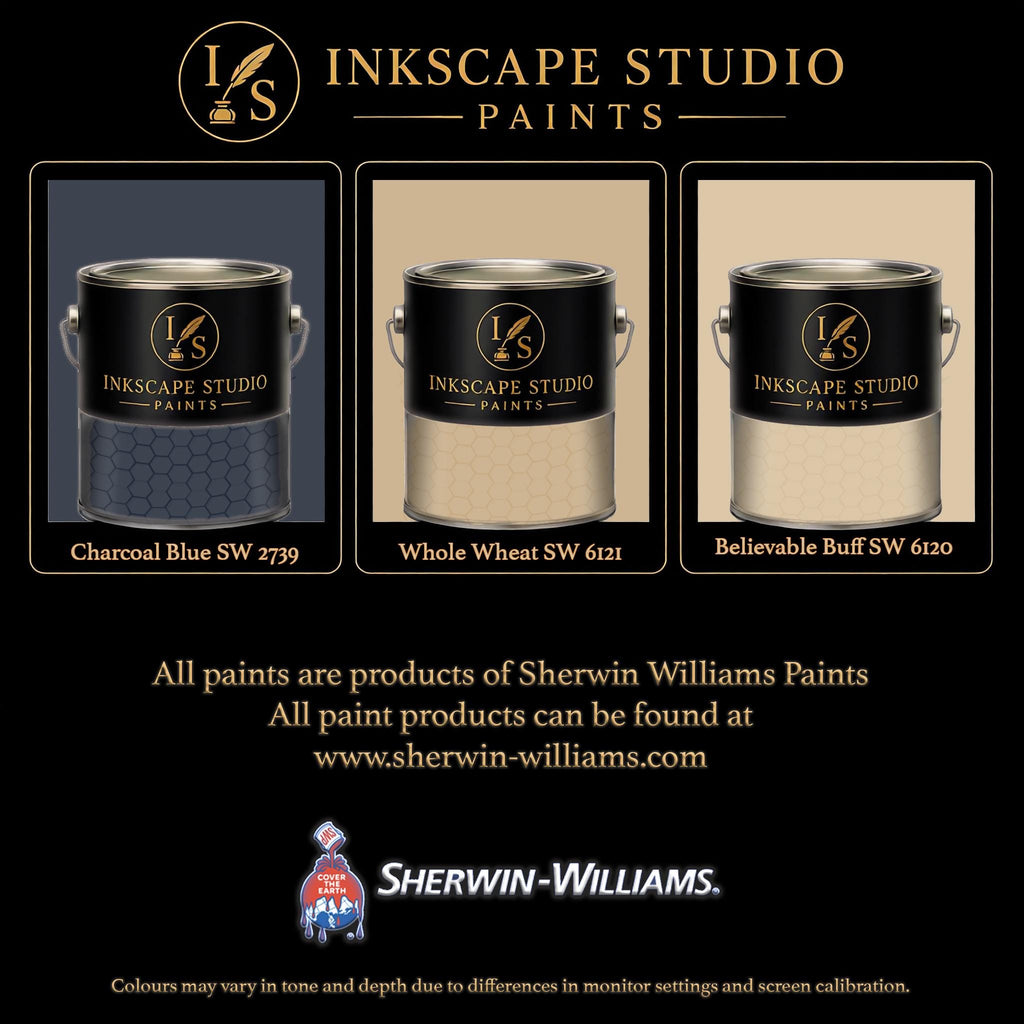 The image is an advertisement for Sherwin Williams paints, featuring three different paint cans with the company's logo.