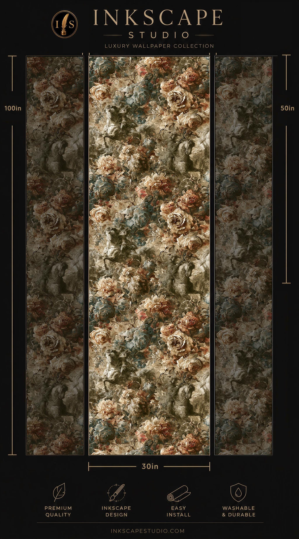The image is a collage of three images, each depicting a floral pattern. The images are arranged in a vertical format, with the tallest image on the left and the shortest on the right. The collage showcases the intricate details and textures of the floral designs, providing a visually appealing and artistic representation of the patterns.