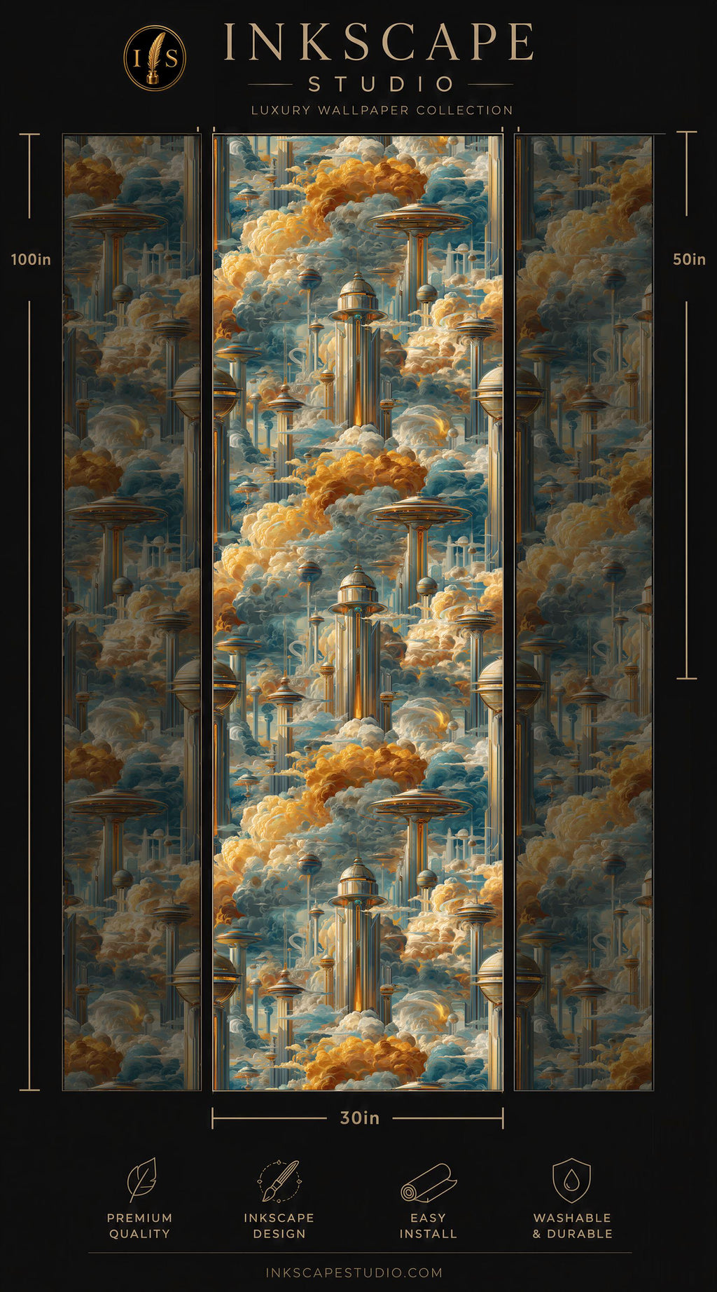 The image is a collage of three panels, each depicting a different scene. The central panel features a cityscape with tall buildings and a cloudy sky. The other two panels show a cityscape with tall buildings and a cloudy sky. The collage is a creative and artistic representation of urban landscapes.