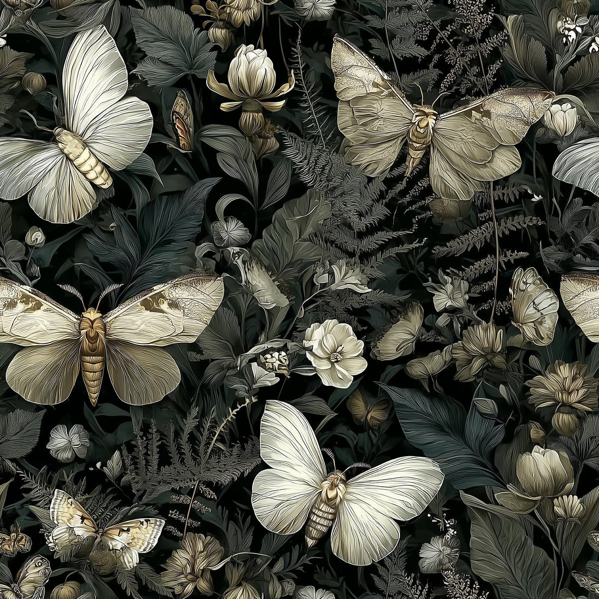 The image is a collage of various butterflies and flowers, creating a lush and vibrant scene.